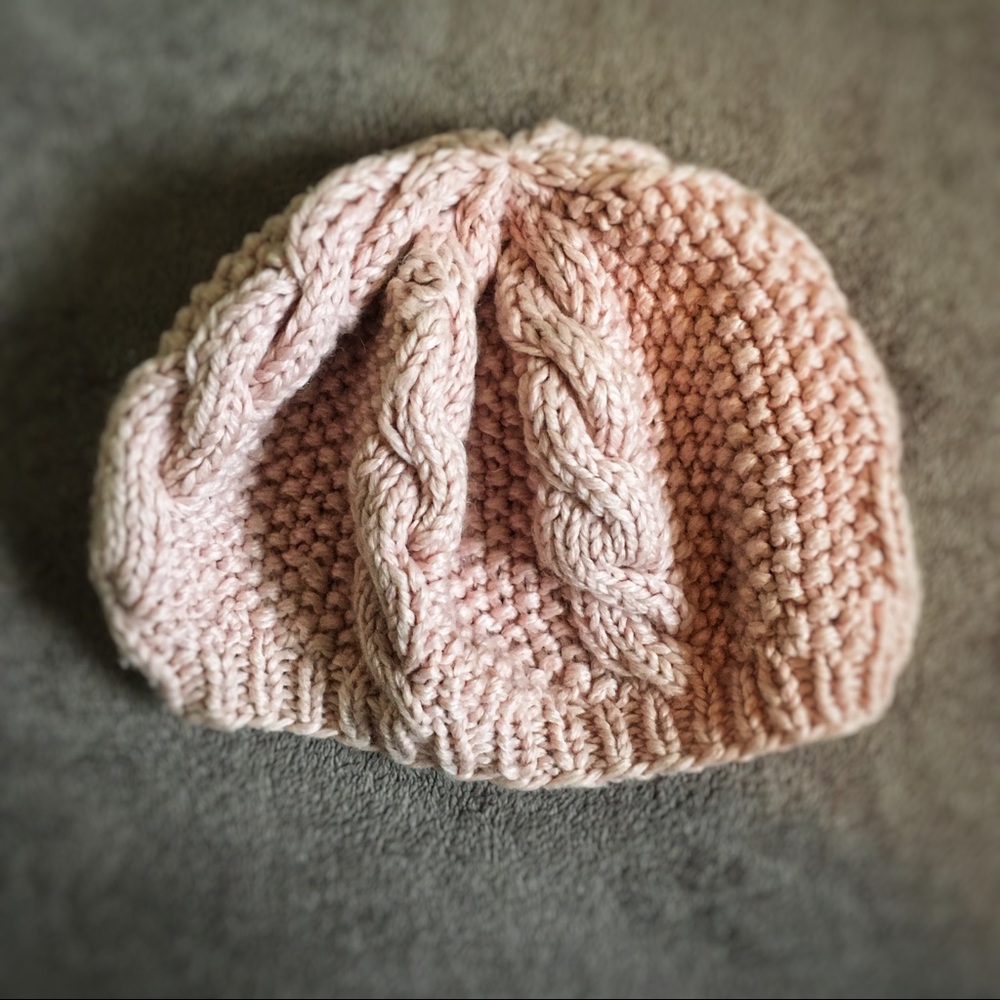 Blush Pink Chunky Knit Beanie